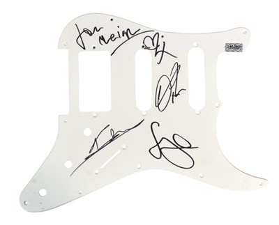Lot 127 - KASABIAN (BAND) - FULL BAND SIGNED GUITAR SCRATCH PLATE