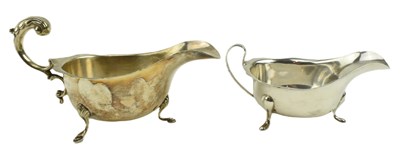 Lot 32 - TWO 20TH CENTURY HALLMARKED SILVER SAUCE / GRAVY BOATS