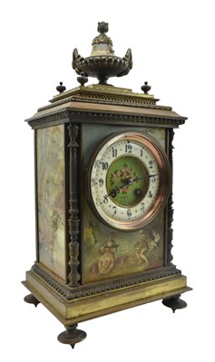 Lot 403 - MAPLE & CO, PARIS - FRENCH PAINTED METAL 8-DAY MANTEL CLOCK