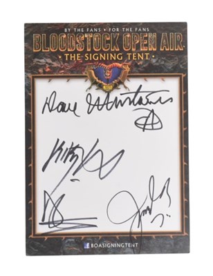 Lot 138 - MEGADETH (METAL BAND) - FULL BAND SIGNED BOODSTOCK CARD