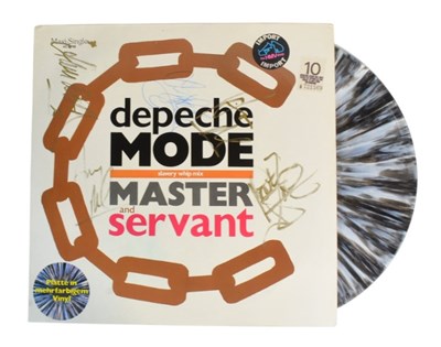 Lot 34 - DEPECHE MODE (BAND) - MASTER AND SERVANT - FULL BAND SIGNED LP
