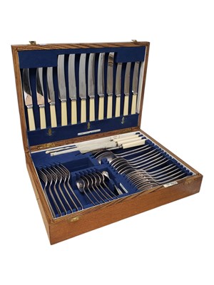 Lot 233 - WALKER AND HALL - 1960S VINTAGE SILVER PLATED CANTEEN OF CUTLERY