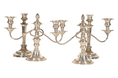 Lot 242 - FENTON BROS - PAIR OF VICTORIAN REVIVAL SILVER PLATE CANDLE STICKS