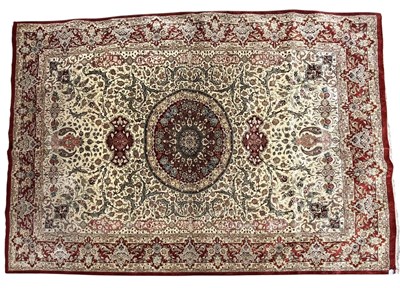Lot 271 - 20TH CENTURY PERSIAN TABRIZ HAND WOVEN SILK SIGNED CARPET RUG