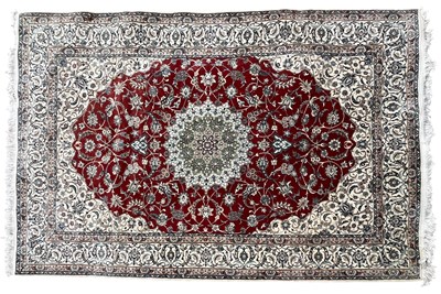 Lot 296 - 20TH CENTURY PERSIAN KASHAN WOOL & SILK CARPET RUG
