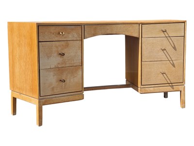 Lot 668 - MID CENTURY STAG LIGHT OAK WRITING DESK