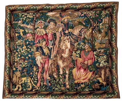 Lot 307 - 20TH CENTURY REPRODUCTION HANGING TAPSTRY OF THE ROYAL HUNT