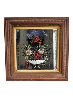 Lot 1034 - 19TH CENTURY VICTORIAN REVERSE PAINTED MIRROR