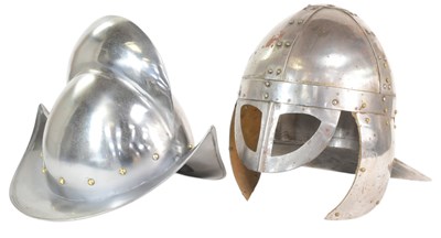 Lot 364 - TWO REENACTMENT MEDIEVAL STYLE HELMETS