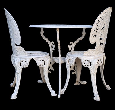 Lot 944 - COALBROOKDALE STYLE - VINTAGE 20TH CENTURY PAINTED OUTDOOR DINING SET