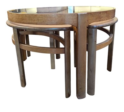 Lot 394 - NATHAN FURNITURE - TRINITY - MID CENTURY TEAK & GLASS NEST OF TABLES