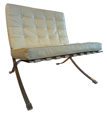 Lot 366 - AFTER MIES VAN DER ROHE - VINTAGE WHITE BARCELONA STYLE CHAIR
