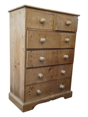 Lot 1041 - VICTORIAN 19TH CENTURY PINE CHEST OF DRAWERS