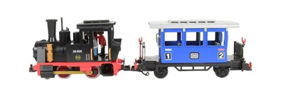 Lot 736 - PLAYMOBIL - VINTAGE LOCOMOTIVE & ROLLING STOCK WAGON