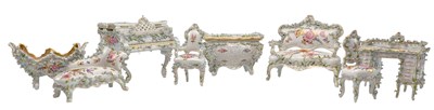 Lot 19 - DORNHEIM, KOCH AND FISCHER - NINE PIECES OF 20TH CENTURY PORCELAIN MINIATURE FURNISHINGS