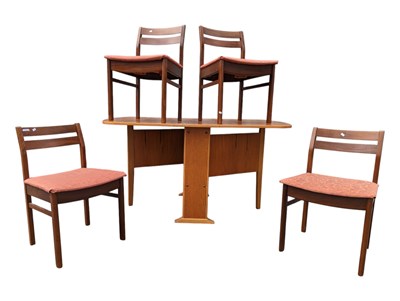 Lot 807 - BRITISH MODERN DESIGN - MID CENTURY TEAK TABLE W/ FOUR DINING CHAIRS