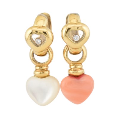 Lot 7 - PAIR 1990S CHOPARD HAPPY DIAMONDS HEART CHARM EARRINGS
