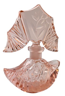 Lot 71 - CZECH 1930S ART DECO CUT GLASS PERFUME SCENT BOTTLE IN PINK COLOURWAY