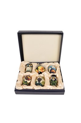 Lot 5 - MOORCROFT POTTERY - COLLECTION OF SIX MINIATURE FLORAL VASES