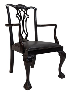 Lot 1029 - 19TH CENTURY CHIPPENDALE REVIVAL CARVER ARMCHAIR