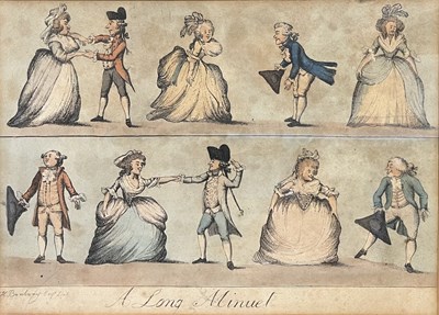 Lot 572 - AFTER HENRY W. BUNBURY - A LONG MINUET AS DANCED AT BATH - HAND COLOURED ENGRAVING