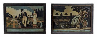 Lot 583 - TWO REGENCY EARLY 19TH CENTURY REVERSE GLASS PICTURES