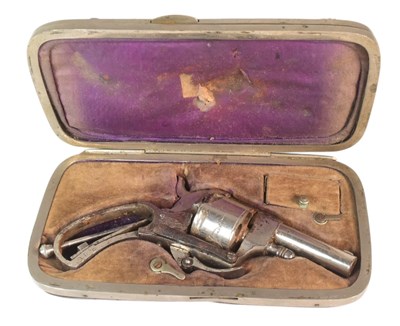 Lot 55 - 19TH CENTURY CASED PINFIRE POCKET REVOLVER