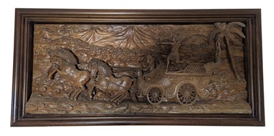 Lot 579 - 20TH CENTURY INDONESIAN BALINESE WOOD WALL HANGING PANEL