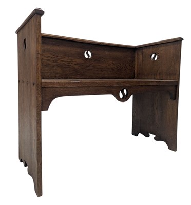 Lot 585 - ARTS & CRAFTS CIRCA 1900 SOLID OAK HALL SETTLE BENCH