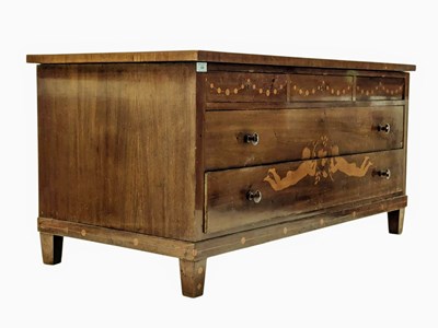 Lot 588 - CONTINENTAL LATE 19TH CENTURY MAHOGANY INLAID LOW CREDENZA CABINET