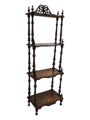 Lot 1023 - VICTORIAN 19TH CENTURY WALNUT & MARQUETRY WHATNOT ETAGERE