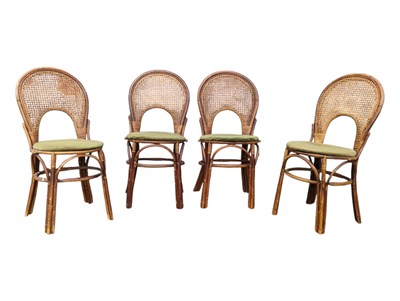 Lot 993 - ITALIAN MODERN DESIGN - FOUR BAMBOO & RATTAN DINING CHAIRS