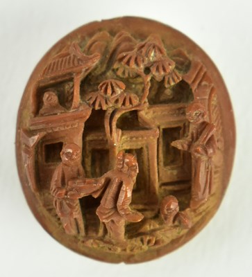 Lot 176 - WALNUT CARVING MINIATURE TOGGLE 人物山水 核雕