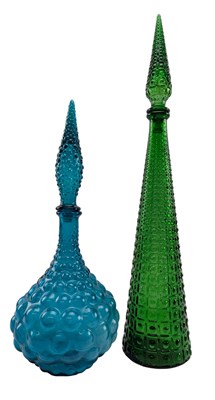 Lot 147 - EMPOLI GLASS - TWO MID CENTURY ITALIAN GLASS GENIE DECANTERS