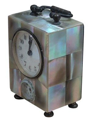 Lot 267 - MID CENTURY GERMAN MOTHER OF PEARL WECKER CLOCK