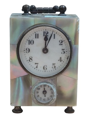 Lot 267 - MID CENTURY GERMAN MOTHER OF PEARL WECKER CLOCK