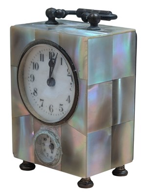 Lot 267 - MID CENTURY GERMAN MOTHER OF PEARL WECKER CLOCK