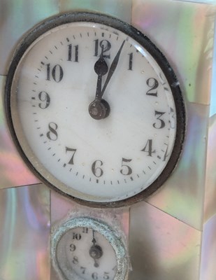 Lot 267 - MID CENTURY GERMAN MOTHER OF PEARL WECKER CLOCK