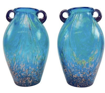 Lot 23 - DALE TIFFANY - PAIR OF LATE 20TH STUDIO ART GLASS VASES