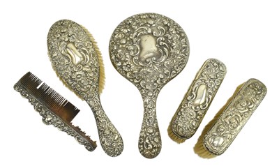 Lot 84 - EDWARDIAN HALLMARKED SILVER DRESSING TABLE / VANITY SET