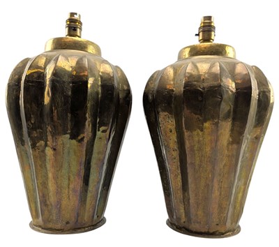 Lot 343 - PAIR OF 20TH CENTURY HOLLYWOOD REGENCY BRASS LAMPS