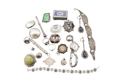 Lot 204 - COLLECTION OF ANTIQUE & VINTAGE SILVER & WHITE METAL JEWELLERY