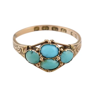 Lot 41 - VICTORIAN HALLMARKED 12CT GOLD & TURQUOISE RING