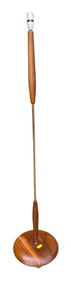 Lot 249 - BRITISH MODERN DESIGN - MID CENTURY TEAK AND BRASS STANDARD LAMP