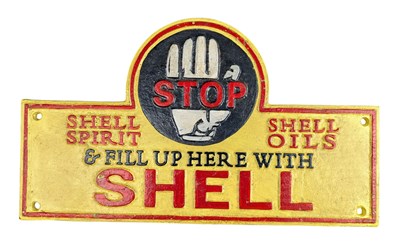 Lot 64 - SHELL PETROL - REPRODUCTION SOLID CAST IRON ADVERTISING SIGN