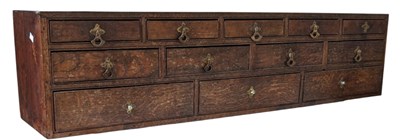Lot 995 - 19TH CENTURY OAK TABLE TOP BANK OF SPEMIN DRAWERS