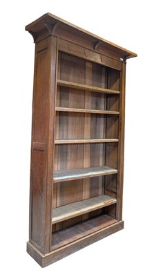 Lot 550 - ARTS & CRAFTS CIRCA 1920S MANNER OF LIBERTY OAK WINDOW BOOKCASE