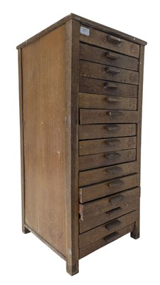 Lot 111 - CIRCA 1920S OAK 12 DRAWERS SPECIMEN SHOP DISPLAY PEDESTAL CHEST