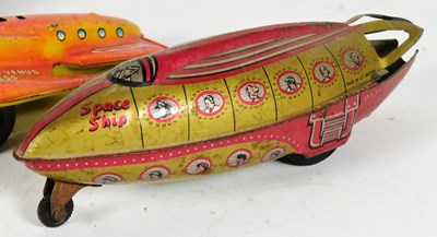 Lot 617 - TINPLATE TOYS - X3 VINTAGE FRICTION-POWERED SPACESHIPS