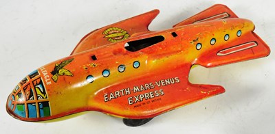 Lot 617 - TINPLATE TOYS - X3 VINTAGE FRICTION-POWERED SPACESHIPS